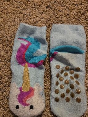 Light Blue Unicorn Non-Slip Cozy Socks